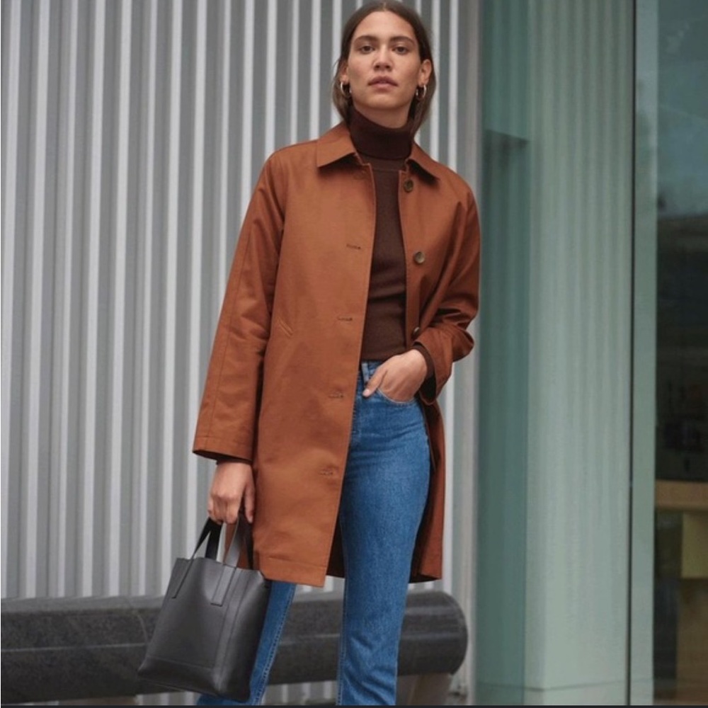 Everlane Mac Coat Cocoa Brown NWT Classic Trench Jacket 4